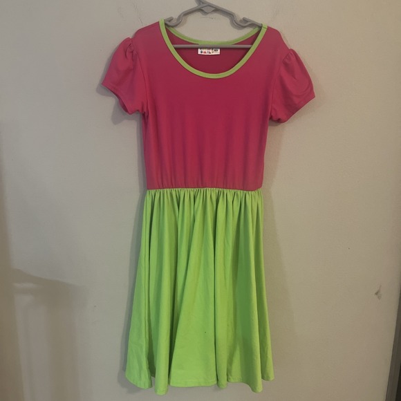DOT DOT SMILE Neon Pink & Lime Green Girls Size 8/10 - Picture 1 of 6